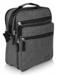 Torebka, Ciemnoszara Listonoszka Zapinana na Zamek z Paskiem - Pako Jeans. Szare saszetki męskie Pako Jeans, z jeansu, małe. Za 59.00 zł.