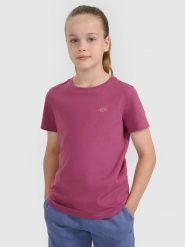 4F T-shirt oversize gładki dziewczęcy - fioletowy 146 (10-11 lat). Fioletowe t-shirty i topy dla dziewczynek 4f, bez wzorów, z bawełny, bez ramiączek. Za 29.99 zł.