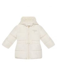 Guess Kurtka zimowa A6BL03 W4031 Biały Regular Fit. Białe buty zimowe dziewczęce Guess, z aplikacjami, z syntetyku, bez zapięcia. Za 294.99 zł.