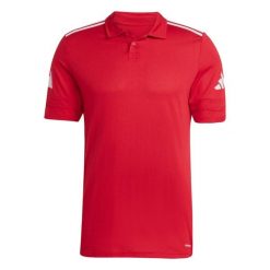 Koszulka męska adidas Squadra 25 Polo. Białe koszulki sportowe męskie Adidas, m, bez wzorów, z bawełny, bez kołnierzyka, bez ramiączek, do piłki nożnej. Za 90.99 zł.