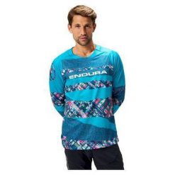 Longsleeve rowerowy męski Endura Ltd Printed barra. Niebieskie bluzy męskie ENDURA, bez zapięcia, rowerowe. Za 199.99 zł.
