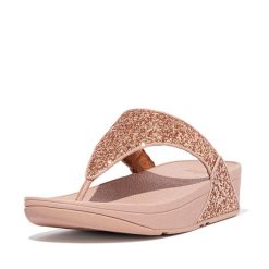 Tongs FitFlop Lulu Glitter. Czerwone klapki damskie FIT FLOP, bez wzorów, bez obcasa. Za 443.50 zł.