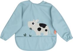 Śliniak z rękawami Tiny Farm 6-18 m niebieski. Niebieskie śliniaki dla dzieci Done by deer, bez wzorów. Za 99.00 zł.