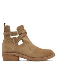 TWINSET Botki 251GCJ030 Beżowy. Brązowe botki damskie Twinset, ze skóry, bez obcasa, na płaskiej podeszwie, bez zapięcia. Za 889.99 zł.
