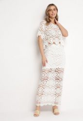 Biały Bawełniany Komplet Ażurowy z Bluzką i Spódnicą Maxi Zanetha. Białe bluzki damskie Born2be, na lato, m, z aplikacjami, z bawełny, boho, maxi. Za 139.99 zł.