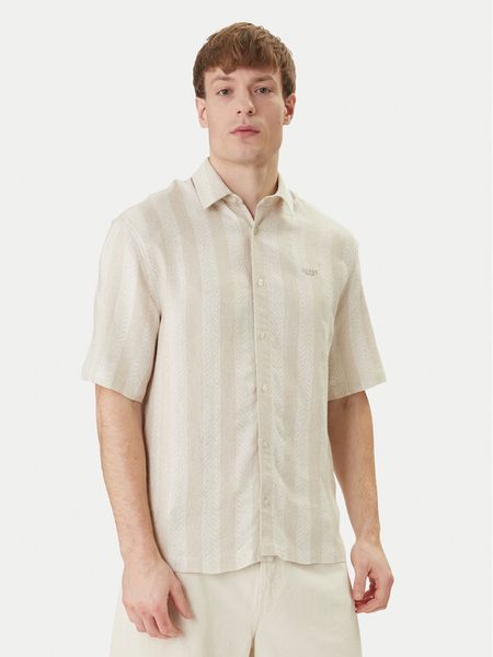 Guess Koszula M6GH28 W1717 Beżowy Regular Fit. Brązowe koszule męskie Guess, m, z aplikacjami, z wiskozy, bez kołnierzyka, bez ramiączek. Za 223.99 zł.