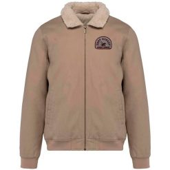 Męska kurtka typu Trucker – Golf / Bawełna organiczna (Beżowy). Brązowe kurtki męskie SURF MONKEY, l, bez wzorów, z bawełny, klasyczne, bez kaptura. Za 519.95 zł.