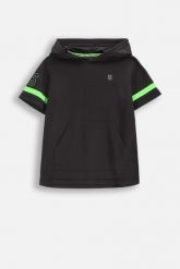 Koszulka sportowa dziecięca Lemon Explore WL6 z krótkim rękawem i kapturem. Czarne t-shirty dla chłopców LEMON explore, z aplikacjami, z materiału, bez ramiączek. Za 59.90 zł.
