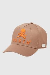 PHILIPP PLEIN Brązowa czapka z daszkiem Skull&Bones. Brązowe czapki i kapelusze męskie Philipp Plein, bez wzorów. W wyprzedaży za 699.99 zł.