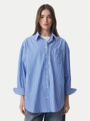 Tommy Jeans Koszula Essential DW0DW22936 Niebieski Oversize. Niebieskie bluzki damskie Tommy Jeans, xs, bez wzorów, z bawełny, bez kołnierzyka, bez ramiączek. Za 449.99 zł.