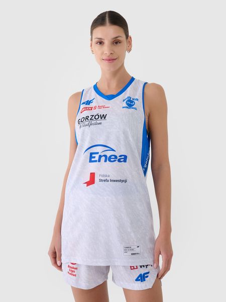 4F Koszulka meczowa replika domowa z sezonu 2024/25 damska 4F x Enea AZS AJP Gorzów Wielkopolski - multikolor XXL. Koszulki sportowe damskie 4f, xs, bez wzorów, z dzianiny, bez kołnierzyka, bez ramiączek, na fitness i siłownię. Za 199.99 zł.