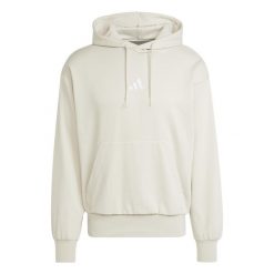 Bluza męska ADIDAS Essentials Feelcozy Fleece - beżowa. Białe bluzy sportowe męskie Adidas, l, bez wzorów, z bawełny, bez kaptura. Za 166.99 zł.