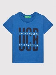 United Colors Of Benetton T-Shirt 3I1XG100G Niebieski Regular Fit. Niebieskie t-shirty dla chłopców United Colors Of Benetton, bez wzorów, z bawełny, bez ramiączek. Za 39.99 zł.