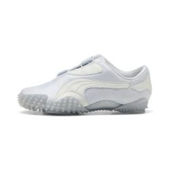 Buty sportowe damskie Puma Mostro. Szare obuwie sportowe damskie Puma, bez wzorów, ze skóry, do biegania. Za 520.50 zł.