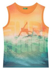 United Colors Of Benetton Tank top 3RD0CH020 Pomarańczowy Regular Fit. Brązowe t-shirty dla chłopców United Colors Of Benetton, bez wzorów, z bawełny, bez ramiączek. Za 49.99 zł.