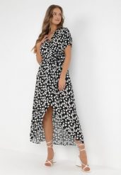 Czarna Sukienka Achanie. Czarne sukienki damskie Born2be, m, bez wzorów, z materiału, z asymetrycznym kołnierzem, bez ramiączek, maxi, asymetryczne. Za 69.99 zł.