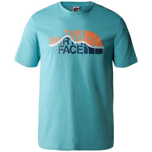 Koszulka turystyczna męska The North Face M Mountain Line Tee. Niebieskie koszulki sportowe męskie The North Face, m, bez wzorów, bez kołnierzyka, bez ramiączek, trekkingowe. Za 129.00 zł.