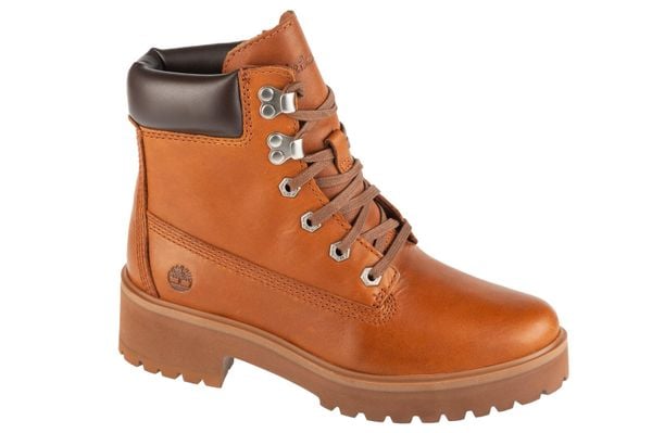 Trapery damskie, Carnaby Cool 6 In Boot. Brązowe śniegowce i trapery damskie Timberland, z materiału. Za 599.99 zł.