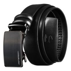 Pasek męski z automatyczną klamrą wykonany ze skóry naturalnej w czarnym kolorze - Peterson. Czarne paski damskie Peterson, bez wzorów, ze skóry, eleganckie. Za 69.99 zł.