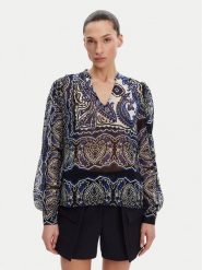 Morgan Bluzka 251-OJAL.F Granatowy Regular Fit. Niebieskie bluzki damskie Morgan, bez wzorów, z syntetyku, bez kołnierzyka, bez ramiączek. Za 159.99 zł.