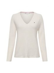 Tommy Hilfiger Sweter z dzianiny Kobiety Bawełna beżowy, L. Brązowe swetry damskie Tommy Hilfiger, l, bez wzorów, z bawełny, eleganckie, bez kołnierzyka, bez ramiączek, bez kaptura. Za 439.95 zł.