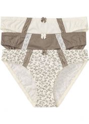 Figi bawełniane (3 pary). Brązowe figi damskie bonprix, bez wzorów, z bawełny. Za 67.99 zł.