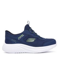 Sneakersy Skechers. Niebieskie trampki i tenisówki chłopięce Skechers, bez wzorów, bez zapięcia. Za 199.99 zł.