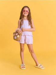 Torebka ze słomy papierowej z kwiatową aplikacją 3D - beżowy. Brązowe torby i plecaki dziecięce Sinsay. Za 19.99 zł.