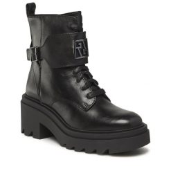 Trzewiki GINO ROSSI. Czarne botki damskie Gino Rossi, bez obcasa, na słupku, bez zapięcia. Za 208.99 zł.