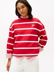 Tommy Hilfiger Bluza Kobiety czerwony|biały, XS. Białe bluzy damskie Tommy Hilfiger, xs, bez wzorów, z bawełny, bez kaptura. Za 279.95 zł.