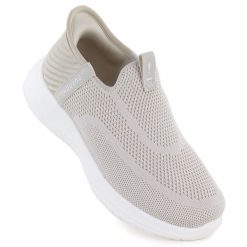 Półbuty sportowe damskie slip on beżowe Potocki BK01312. Brązowe półbuty damskie POTOCKI, bez wzorów, z tkaniny, sportowe, bez obcasa, bez zapięcia. Za 129.99 zł.