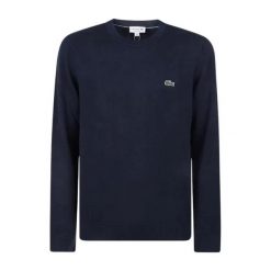 Sweter Lacoste - Niebieski AH0128-166. Niebieskie swetry przez głowę męskie Lacoste, xl, bez wzorów, z bawełny, bez kołnierzyka. Za 526.85 zł.