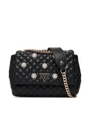Guess Torebka Everlee HWEG86 79210 Czarny. Czarne torebki do ręki damskie Guess, z aplikacjami, ze skóry, wizytowe, bez dodatków. Za 509.99 zł.