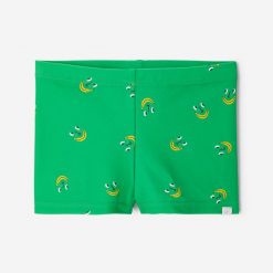 Bokserki kąpielowe dla malucha Decathlon Titou Smile. Zielone kąpielówki dla chłopców Decathlon, bez wzorów, z elastanu. Za 29.99 zł.