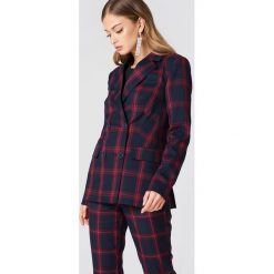 NA-KD Classic Dwurzędowa marynarka w szachownicę - Blue,Multicolor. Niebieskie żakiety damskie NA-KD Classic, z elastanu, klasyczne. Za 242.95 zł.