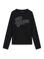Guess Bluzka J6YI10 K3713 Czarny Slim Fit. Czarne bluzki dla dziewczynek Guess, z aplikacjami, z bawełny, bez ramiączek. Za 114.99 zł.