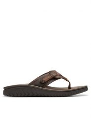 Clarks Japonki Wesley Sun 26176987 Brązowy. Brązowe klapki męskie Clarks, ze skóry. Za 269.99 zł.