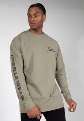 Koszulka fitness męska z długim rękawem Gorilla Wear Boise Oversized Long Sleeve. Zielone koszulki sportowe męskie GORILLA WEAR, m, bez wzorów, bez kołnierzyka, bez ramiączek, na fitness i siłownię. Za 226.30 zł.