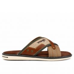 Klapki laczki męskie Wrangler CALVIN SLIDER MEN LOW. Brązowe klapki męskie Wrangler, z materiału, sportowe. Za 135.00 zł.