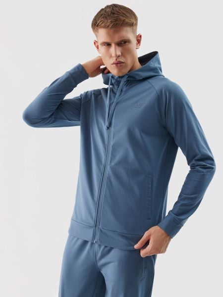 4F Bluza treningowa rozpinana z kapturem męska - granatowa 3XL. Niebieskie bluzy męskie 4f, m, bez wzorów, z dzianiny, z kapturem. W wyprzedaży za 99.99 zł.