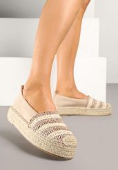 Ciemnobeżowe Espadryle na Grubej Plecionej Podeszwie Leline. Brązowe espadryle damskie Born2be, bez wzorów, bez obcasa, bez zapięcia. Za 84.99 zł.