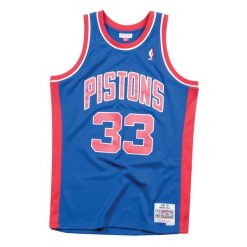 Koszulka Nba Detroit Pistons Grant Hill. Niebieskie koszulki sportowe męskie Mitchell & Ness, bez wzorów, bez kołnierzyka, bez ramiączek, do koszykówki. Za 513.50 zł.