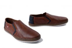 RIEKER B5297-24 brown, półbuty męskie. Brązowe półbuty na co dzień męskie Rieker, na lato, bez zapięcia. Za 359.90 zł.