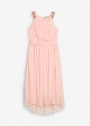 Długa sukienka z dekoracyjnymi cekinami. Fioletowe sukienki dla dziewczynek bonprix, bez wzorów, bez ramiączek, długie. Za 137.99 zł.