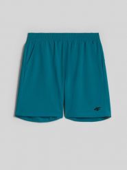 4F Spodenki treningowe szybkoschnące męskie - turkusowe 3XL. Niebieskie krótkie spodenki sportowe męskie 4f, l, bez wzorów, z materiału, do biegania. Za 99.99 zł.