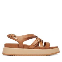 Sandały Tamaris. Brązowe sandały damskie Tamaris, bez wzorów, bez obcasa, na płaskiej podeszwie, bez zapięcia. Za 329.99 zł.