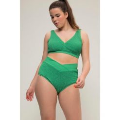 Damskie Figi bikini faktura wysoki stan pas w kopertowym stylu. Zielone bikini damskie Ulla Popken, l, bez wzorów, plus size. Za 93.99 zł.