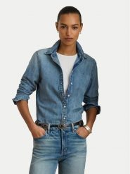LAUREN RALPH LAUREN Koszula jeansowa 200P08166001 Niebieski Straight Fit. Niebieskie bluzki damskie Lauren Ralph Lauren, xl, bez wzorów, z bawełny, bez kołnierzyka, bez ramiączek. Za 729.99 zł.