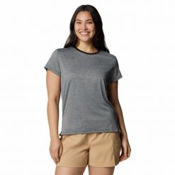 Koszulka techniczna damska Columbia BlueVista Hill Short Sleeve Crew. Szare t-shirty damskie Columbia, m, bez wzorów, bez kołnierzyka. Za 94.99 zł.