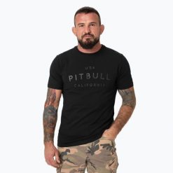 Koszulka męska Pitbull USA CAL. Czarne koszulki sportowe męskie PITBULL, na lato, m, bez wzorów, z bawełny, bez kołnierzyka, bez ramiączek. Za 75.99 zł.